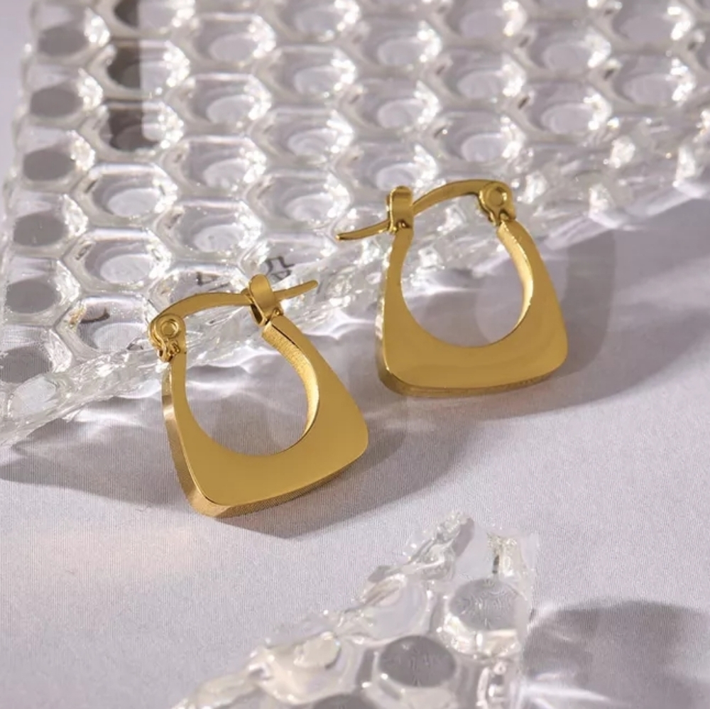 Fashion Stainless Steel Square Geometric Hoop Earrings